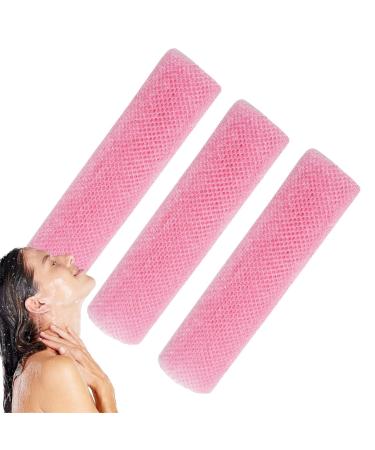 Mesh Body Wipes African Mesh Sponge African Mesh Nylon Mesh Shower Mesh Scrubber - 3 Bath Sponges for Dead Skin Removal for Women and Men Pink