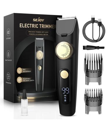 Sejoy Beard Trimmer for Men Clippers for Hair Cutting Cordless Hair Clipper for Mustache Hair Trimmer with LED Display for Home Adults Children Black Z-black