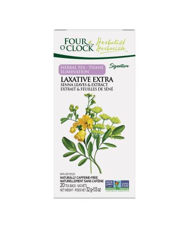 Four O'Clock Herbalist Herbal Tea Elimination Laxative Extra Non Gmo Project Kosher Gluten-Free 20 Teabags