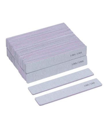 100 Pack Nail Files for Acrylic Nails 100/180 Grit Double Sides Emery Boards Professional Nail Buffering Files 100 Count