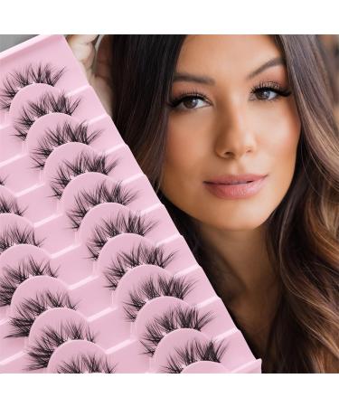 MAGEFY False Eyelashes 10 Pairs Natural Look Cat Eye Lashes Russian Strip Lashes D Curl Fluffy Wispy Faux Mink Lashes Reusable Fake Eyelashes Clear Clouds - Buy Online on GoSupps.com