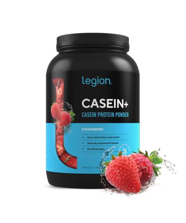 Legion Casein+ Strawberry Pure Micellar Casein Protein Powder-Non-GMO Grass Fed Cow Milk, Natural Flavors & Stevia, Low Carb, Keto Friendly - Best Pre Sleep (PM) Slow Release Muscle Recovery Drink 2lb 2.47 Pound (Pack of 1…
