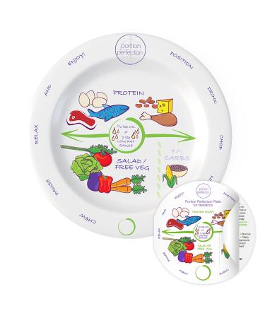 Bariatric Melamine Portion Control Plate 8 For Weight Loss After Surgery. Bariatric Surgery Must Haves For Gastric Sleeve, Bypass Or Band With Protein, Carbs And Vegetables