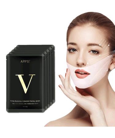 APPTI Double V Shape Chin Reducer Face Lifting Mask, Firming Tightening Facial Mask Chin Up Patch V Line Lifting Mask for Women Men Face and Neck Slimmer 5 Pieces