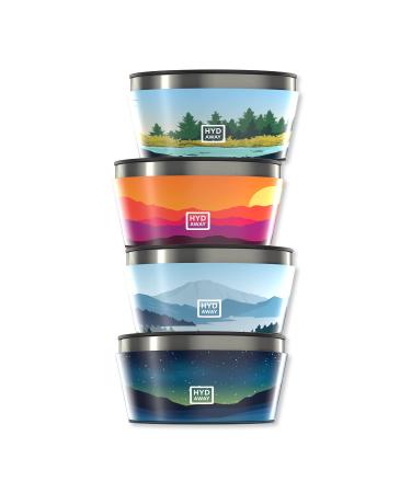 4-Pack of HYDAWAY 1-Quart Collapsible Insulated Bowls | Great for Camping RV Campervans Travel and Pets