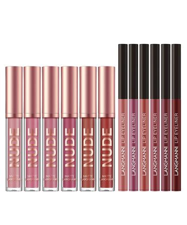 Matte Lipstick and Lipliner Set - 12PCS, Long-Lasting, Waterproof, High-Pigmented Velvet Lip Gloss Kit for Girls - Buy Online on GoSupps.com