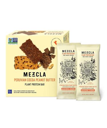 Mezcla Vegan Plant Protein Bars - Peruvian Cocoa Peanut Butter | Premium Ingredients | Gluten-Free | Non-GMO | Soy Free | 10g Protein | 15-Pack - Buy Online on GoSupps.com