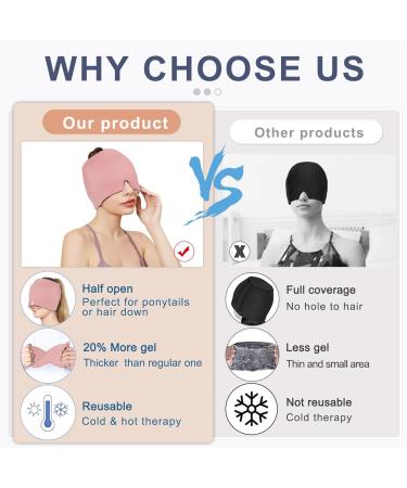 Migraine Relief Gel Ice Head Wrap Hot and Cold Therapy Headache Relief Hat Migraine Cap for Puffy Eyes Headache Eyes Mask for Sinus Tension and Stress Relief Pink - Buy Online on GoSupps.com