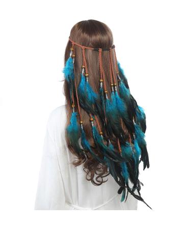 Buy Awaytr Fuel Headdress - Boho Hippie Headband with Fancy Feathers for Women & Girls | Carnival & Festival Accessory in Blue - Buy Online on GoSupps.com