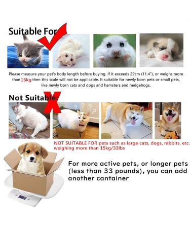 Hotfillere Digital Pet Scale Upgrade Multi-Function Small Animal Scale Max 33 lbs Puppy Weight Scale(kg/oz/lb) Portable Mini LCD Electronic Kitchen Scale for Hamster/Kittens/Small/Cats/Dogs/Food - Buy Online on GoSupps.com