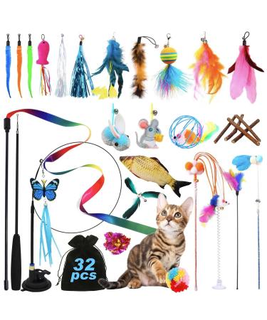 Tavada cat toys 32 interactive cat toys toys with springs cat toys with removable suction cup and 1 pc.