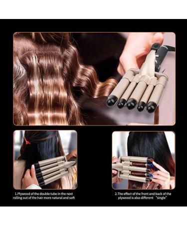 Buy 5 Barrel Curling Iron Wand - Dual Voltage 13mm Ceramic Tourmaline Hair Crimper & Portable Waver (Gold) | Adjustable Temperature Quick Heat - Buy Online on GoSupps.com