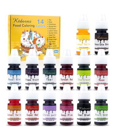 Food Colouring Food Dye -14 colors (6ml) Concentrated Liquid Cake Food Colouring Set for Baking Decorating Fondant and Cooking Slime Making Supplies Kit