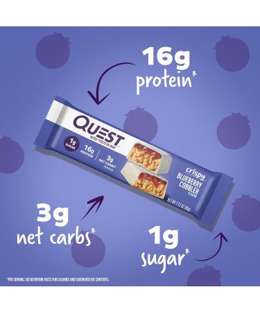 Quest Nutrition Crispy Blueberry Cobbler & Dipped Chocolate Cookies & Cream Protein Bars 16-18g Protein 1-3g Sugar 3-6g Fiber Gluten Free Keto Friendly 12 Count - Buy Online on GoSupps.com
