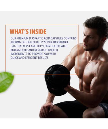 D-Aspartic Acid (DAA) 3000mg - 200 Capsules | Premium Non-GMO & Gluten Free Amino Acid Supplement for Optimal Performance - Buy Online on GoSupps.com