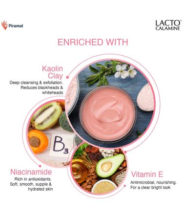 Lact'o Calamin'e Face Wash For Oily Skin |100ml each- Pack of 1 | Niacinamide & Vitamin E | Facewash Reduces Excess Oil Controls Pimples Blackheads & Whiteheads |Face wash For Women & Men - Buy Online on GoSupps.com