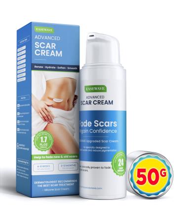 2X Potency Scar Cream w/Odorless Supramolecular Rapid Deep Repair Scars of C-Section Surgical Acne Keloid Burn Stretch Marks Silicone Gel Scar Removal Treatment for New & Old Scars 1.76oz