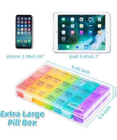 XL Large Weekly Pill Organizer with AM PM Compartments - 28 Days Monthly Medication Dispenser for Vitamins and Supplements - Buy Online on GoSupps.com