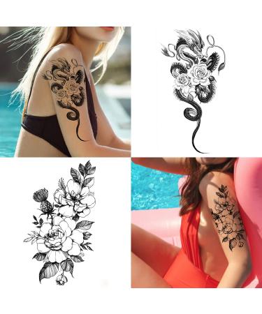 Cerlaza Temporary Tattoos for Women - 10 Sheets of Sexy and Realistic Semi-Permanent Waterproof Tatuajes Temporales for Half Arm Sleeve - Long Lasting Designs including Flowers, Snakes, Butterflies, and Tigers - Buy Online on GoSupps.com