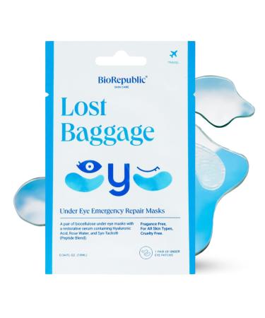 BioRepublic Lost Baggage Under Eye Emergency Repair Mask | Reduces Appearance of Lines Bags and Dark Circles Under Eyes | Organic Biocellulose Mask for Moisturization 1