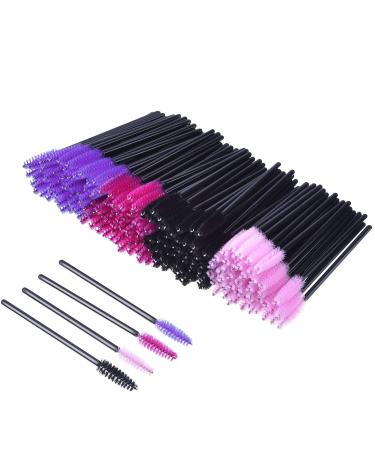 Disposable Eyelash Brushes Mascara Wands Eye Lash Eyebrow Applicator Cosmetic Makeup Brush Tool Kits (200PC Multicolor) 200 Count (Pack of 1) Multicolor