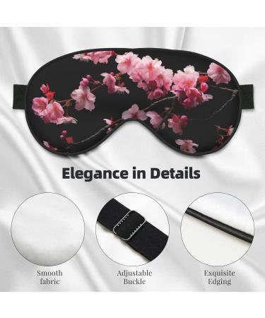 Japanese Cherry Flowers Print Soft Eye Mask | Sleep Mask for Women & Men | Comfortable Travel Sleep Eye Mask - Black - Buy Online on GoSupps.com