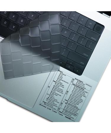 Afterplug MacBook Keyboard Cover (EU ISO Layout) + Mac OS Shortcuts Sticker Ultra Thin Keyboard Protector for M2 MacBook Air 13" 15" and M1 M2 M3 MacBook Pro 14" 16" Tinted