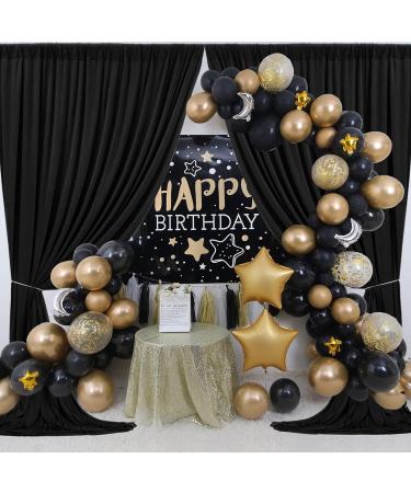 Wrinkle Free Black Backdrop Curtain Panels - Set of 2 Panels, 10ft x 10ft - Perfect for Photography, Weddings, Parties - Polyester Drapes for Home Decor - Buy Online on GoSupps.com