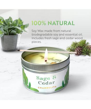 Chandelita Fragrance Candle - Natural Sage & Cedar Aroma Candle with Essential Oils | Soy Wax Chakra & Meditation Aromatherapy - Buy Online on GoSupps.com