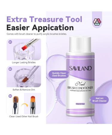 SAVILAND Acrylic Liquid Monomer 8.16 fl.oz - Pure EMA Nail Liquid with Brush Cleaner & 3 Acrylic Brushes | Perfect for Home Nail Salon & Extensions - Buy Online on GoSupps.com