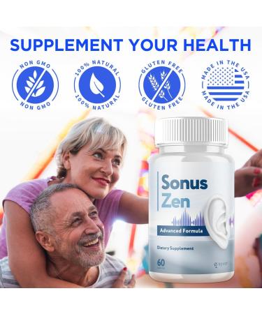 Sonus Zen Capsules Official SonusZen Pills with All Natural Ingredients Advanced Formula Ear Health and Wellness Support Supplement with Maximum Strength Vitamins for Women & Men (60 Capsules) - Buy Online on GoSupps.com