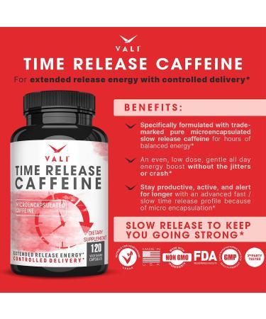VALI Time Release Caffeine 100mg Pills - Extended Energy & Focus Supplement - Buy Online on GoSupps.com