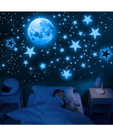 Glow in The Dark Stickers Luminous Dots Stars and Moon DIY Wall Stickers for Ceiling Or Wall Decoration Wall Stickers for Kids Room Nursery Bedroom Living Room Decor (1109 PCS) 1109pcs WallStickers