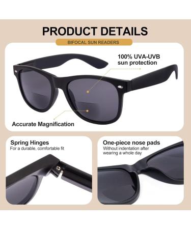 Skyway Bifocal Reading Sunglasses for Men & Women - Fashionable UV400 Protection Spring Hinges Classic Black - 3.5 Diopters - Buy Online on GoSupps.com