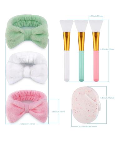 Zocipro 3-Piece Hair Band Set with Silicone Brushes & Facial Sponges - Coral Fleece Makeup Hair Band for Shower Yoga & Skincare - Buy Online on GoSupps.com