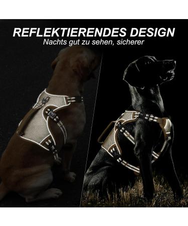Buy Heele XL Brown Dog Harness - Breakout Buckle Reflective Robust Handle & Panic Clip | Comfortable Fit for Large Dogs - Buy Online on GoSupps.com