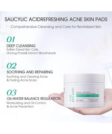 ARCHIDATE 30% Glycolic and 2% Salicylic Acid Pads Glycolic Acid Pad for Face Acne Blackhead Pore Deep Cleaning Oil Control Reduce Wrinkle Fine Line Exfoliation 50 Pads - Buy Online on GoSupps.com