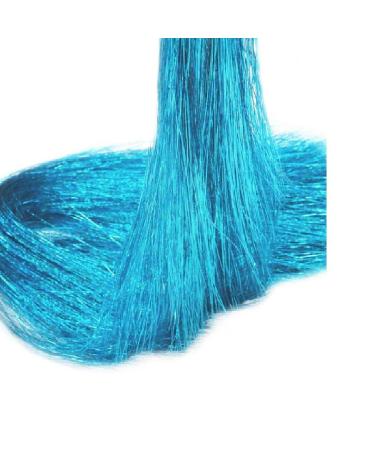 Hair Tinsel Gold Extensions 250 Strads Holographic Sparkle Tinsel Glitter Synthetic Shiny Straight Hair for Girl Woman Decoration (Lake Blue) 250 Lake Blue