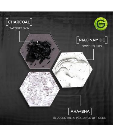 Garnier Charcoal Serum Pore-Purifying Mattified Looking Skin With 4% AHA + Salicylic Acid + Niacinamide Anti-Blemish Suitable for Sensitive or Acne Prone Skin Vegan Formula SkinActive 30ml - Buy Online on GoSupps.com