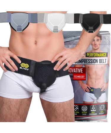 Hernia Belts for Men & Women. Femoral, Umbilical, Inguinal Hernia Belt. Groin Brace Truss Support Guard With Removable Compression Pad. Comfortable Adjustable Waist Strap Hernia Guard Black S-M Small/Medium Black