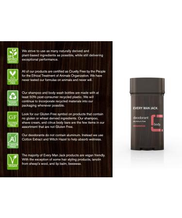 Every Man Jack Cedarwood Deodorant 3.0 oz - Natural Protection - Buy Online on GoSupps.com