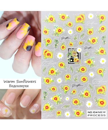 4 Pcs Exquisite 5D Sunflower Nail Stickers - Yellow Daisy Decals for DIY Nail Art - Buy Online on GoSupps.com