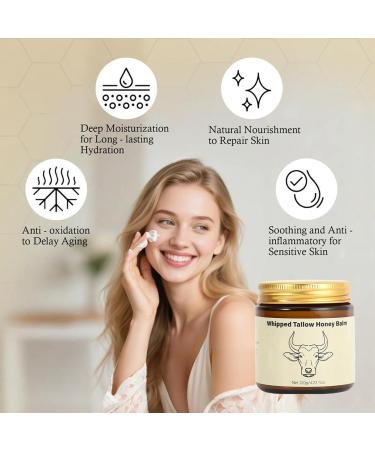 Suif de b uf pour la peau cr me hydratante naturelle pour le visage cr me fouett e biologique nourrie l'herbe avec baume au miel pour peaux s ches et sensibles 4 23 oz - Buy Online on GoSupps.com
