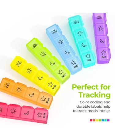 AUVON iMedassist Large 7 Day Pill Organizer for Vitamins & Medication - Portable, Moisture-Proof Weekly Pill Box with 4 Times a Day Removable Containers - Light Pink - Buy Online on GoSupps.com