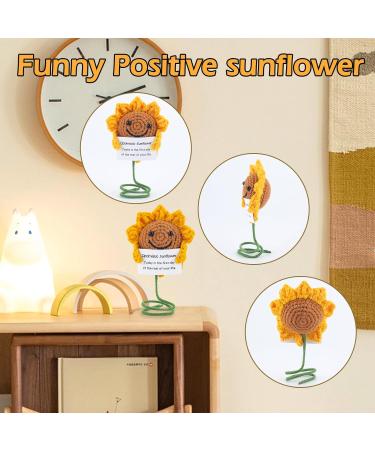 ZWJZMC Mini Funny Positive Sunflower Cute Knitted Sunflower with Positive Card Creative Wool Crochet Inspirational Cheer Up Birthday Bridesmaid Proposal Gifts for Wife Mom Grandma Girlfriends - Buy Online on GoSupps.com