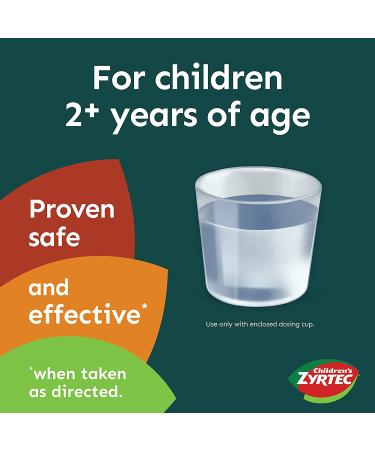 Zyrtec Children's Allergy Syrup - 24 Hour Relief - Cetirizine HCl Antihistamine - Grape Flavor - 8 fl. oz - Dye-Free & Sugar-Free - Buy Online on GoSupps.com