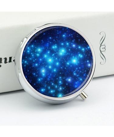 Portable 3 Compartment Pill Box with Blue Shining Stars | Travel-Friendly Medicine Organizer for Handbag & Pocket - Buy Online on GoSupps.com