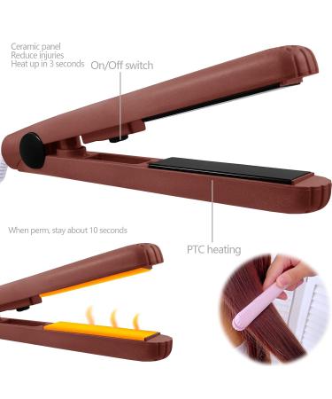 20W Brown Mini Ceramic Flat Iron & Curler - Travel-Friendly Hair Straightener for Perfect Styles - Buy Online on GoSupps.com