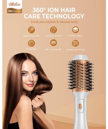 4-in-1 Hot Air Hair Dryer Brush - Negative Ion Styler for Drying, Straightening, Volumizing - Lightweight One-Step Hairdryer & Volumizer - White - Buy Online on GoSupps.com