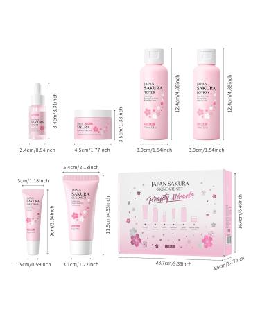 LAIKOU Skin Care Set JAPAN SAKURA Women Beauty Gift Sets Skin Care Kit with Cleanser, Toner, Lotion, Serum, Eye Cream, Face Cream Travel Kit for Women Teen Girls Mom Daughter TSA-friendly Sizes 6pcs - Buy Online on GoSupps.com